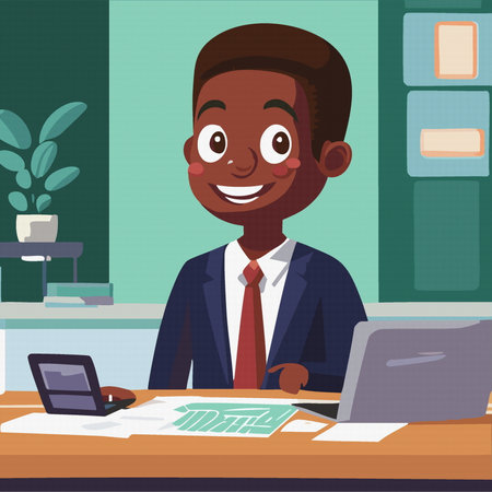 portrait of business man at office, illustration 10 eps vectorのイラスト素材