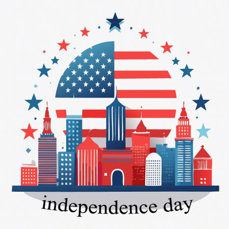 4th of July Independence Day USA. Vector illustration for card, poster bannerのイラスト素材