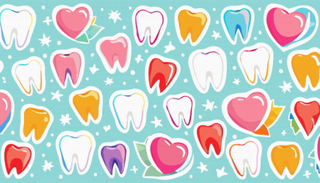 Seamless pattern child teeth a dentistry concept. Illustration vectorのイラスト素材