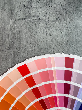 Paint selection catalog color paint chart showing all rainbow colors,  palette with various samplesの写真素材