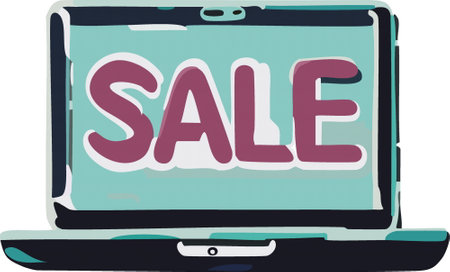 3D laptop notebook computer with SALE text online shopping, vector illustration 10espのイラスト素材