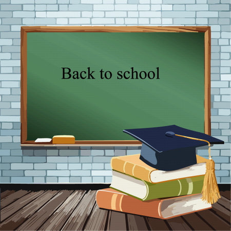 Back to school with blackboard and school supplies. Vector illustration aのイラスト素材