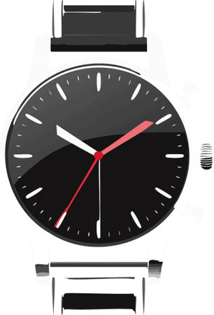Classic male analog men's watch numerals on clockface isolated. vector illustrationのイラスト素材