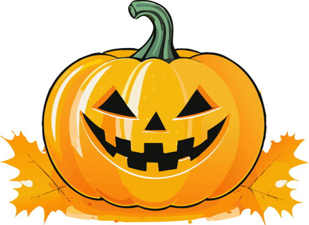 Halloween pumpkin autumn symbol scary pumpkin with smile, happy face. Cartoon Vector illustration.のイラスト素材