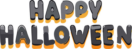 Black Happy Halloween word text as Banner, Vector illustrationのイラスト素材