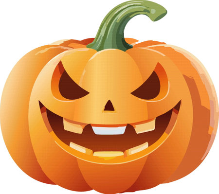 Halloween pumpkin autumn symbol scary pumpkin with smile, happy face. Cartoon Vector illustration.のイラスト素材