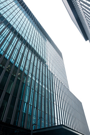 Glass office business buildings in downtown. Business concept. Contemporary architectural backgroundの写真素材