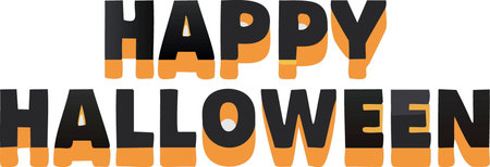 Black Happy Halloween word text as Banner, Vector illustrationのイラスト素材
