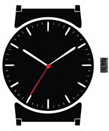 Classic male analog men's watch numerals on clockface isolated. vector illustrationのイラスト素材