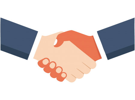 Cartoon hands making business handshake. Vector illustration, business meetingのイラスト素材