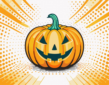 Halloween pumpkin with scary smile for poster, banner isolated, vector illustrationのイラスト素材