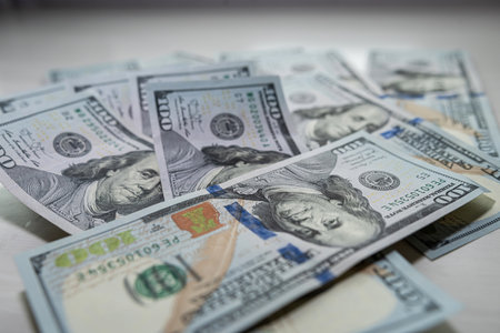 American dollars banknotes on office desk. Financial conceptの写真素材