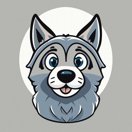 character cartoon funny head of wolf, vector illustration 10 epsのイラスト素材