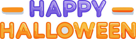 Custom Text yellow Happy Halloween for banner, isolated on white vector illustrationのイラスト素材
