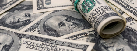 Background of different paper dollar bills. Saving conept