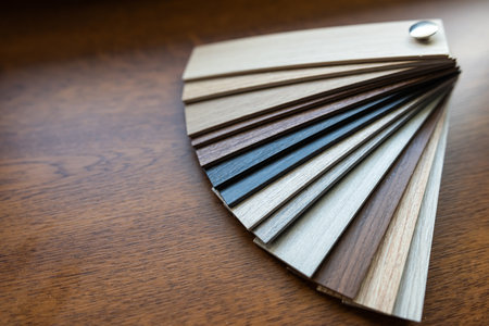 various type of hardwood or laminate flooring. Samples catalog for the designer's workの写真素材