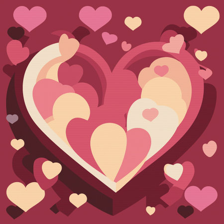 Valentine's day romantic pattern with red heart shape. Vectorのイラスト素材