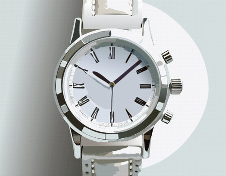 Classic male analog men's watch numerals on clockface isolated. vector illustrationのイラスト素材