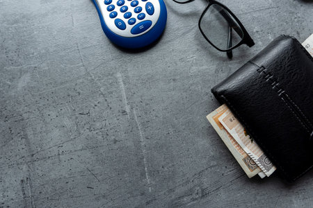 100 200 Polish zloty PLN banknote in black wallet. Financial saving concept