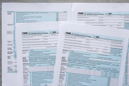 Tax forms 1040, blank income tax forms business finance conceptの写真素材