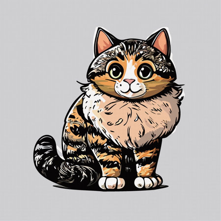 Cute little cat in cartoon style alone. Vector illustrationのイラスト素材