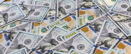 Background of different paper dollar bills. Saving coneptの写真素材