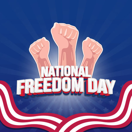 National Freedom Day background with clenched fists and american flag. Vector illustration.のイラスト素材