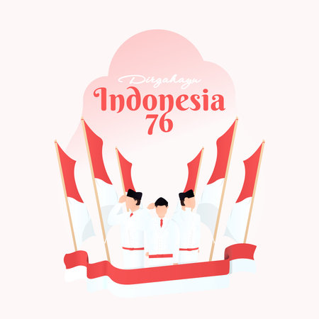 happy Indonesia independence day 17 august celebration background and greeting cardのイラスト素材