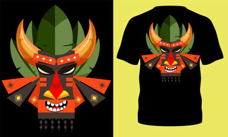 tribal mask clothing illustration design for sale t-shirt poster design banner background vectorのイラスト素材