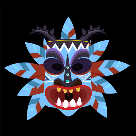tribal mask clothing illustration design for sale t-shirt poster design banner background vectorのイラスト素材