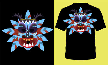 tribal mask clothing illustration design for sale t-shirt poster design banner background vectorのイラスト素材