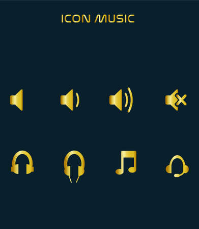 Modern popular music icon set on black background can be used for logos and app iconsのイラスト素材