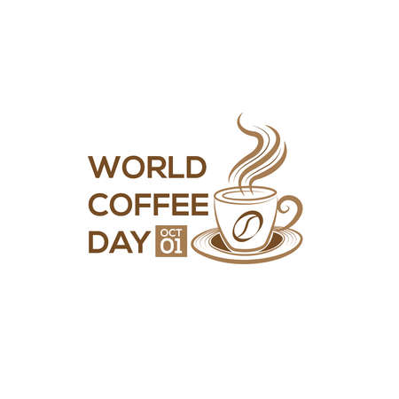 1 October International coffee day Logo. World Coffee day Logo Icon vector illustration on white background.のイラスト素材