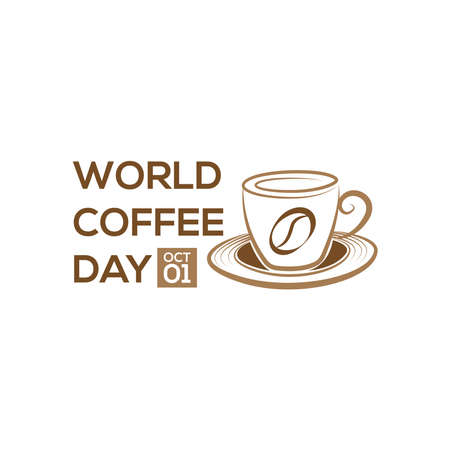 1 October International coffee day Logo. World Coffee day Logo Icon vector illustration on white background.のイラスト素材