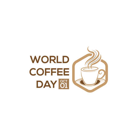 1 October International coffee day Logo. World Coffee day Logo Icon vector illustration on white background.のイラスト素材