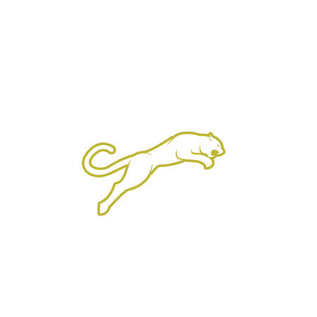 simple elegant roaring jaguar logo icon illustration vector template design.のイラスト素材