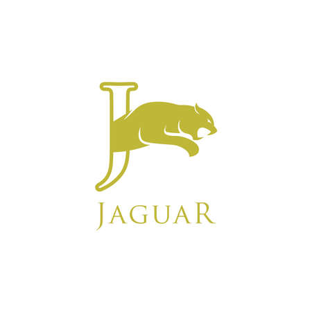 simple elegant roaring jaguar logo icon illustration vector template design.のイラスト素材