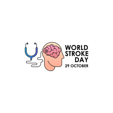 World Stroke Day - Vector logo poster illustration of World Stroke Day on October 29th. Health care awareness campaign.のイラスト素材