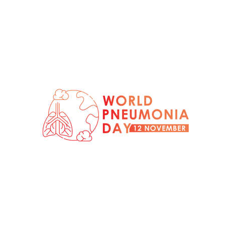 World Pneumonia Day - Lungs Vector logo poster illustration of World Pneumonia Day on 12 November. Healthcare and medical care awareness campaign.のイラスト素材