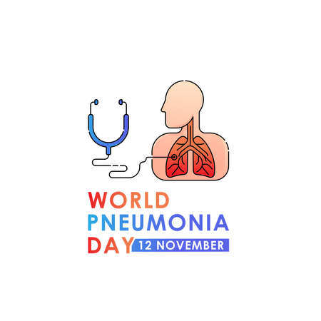 World Pneumonia Day - Lungs Vector logo poster illustration of World Pneumonia Day on 12 November. Healthcare and medical care awareness campaign.のイラスト素材