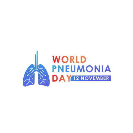 World Pneumonia Day - Lungs Vector logo poster illustration of World Pneumonia Day on 12 November. Healthcare and medical care awareness campaign.のイラスト素材