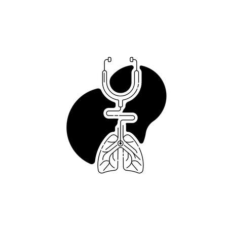 Lungs pulmonary icon, simple flat style. Internal organs of the human design element, logo. Asthma, tuberculosis, pneumonia, medicine concept. Isolated on white background. Vector illustrationのイラスト素材