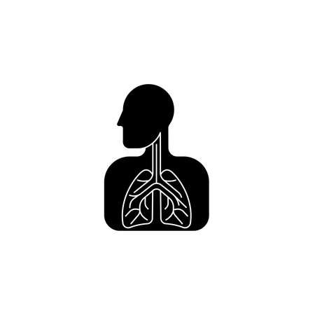 Lungs pulmonary icon, simple flat style. Internal organs of the human design element, logo. Asthma, tuberculosis, pneumonia, medicine concept. Isolated on white background. Vector illustrationのイラスト素材
