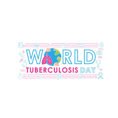 World Tuberculosis Day - Vector logo poster banner illustration of World Tuberculosis Day on March 24th. Lungs Health care awareness campaign. isolated on white background.のイラスト素材