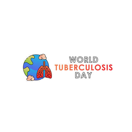 World Tuberculosis Day - Vector logo poster banner illustration of World Tuberculosis Day on March 24th. Lungs Health care awareness campaign. isolated on white background.のイラスト素材