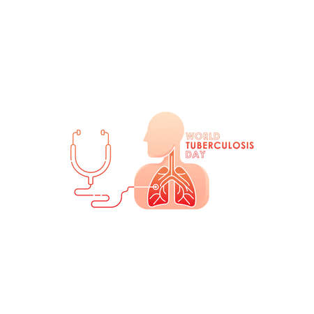World Tuberculosis Day - Vector logo poster banner illustration of World Tuberculosis Day on March 24th. Lungs Health care awareness campaign. isolated on white background.のイラスト素材