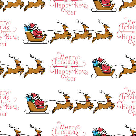 Merry Christmas and Happy New Year Seamless Pattern Vector. Christmas background colorful vector illustration. Decorative Christmas texture for wallpaper, web page background, wrapping paper and etc.のイラスト素材