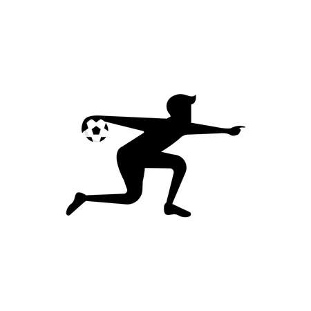 Soccer or football player. soccer vector illustration of a silhouette soccer or football player isolated on white background. Soccer flat design illustration for web, mobile, logo, icon, and graphic.のイラスト素材