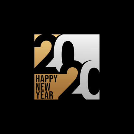 2020 colorful Text isolated on black background, New Year 2020, 2020 text for Calendar New years, Happy New Year 2020,2020 Beginning concept, Number 2020, New Year 2020 Creative Design Concept, New 2020 vector.のイラスト素材