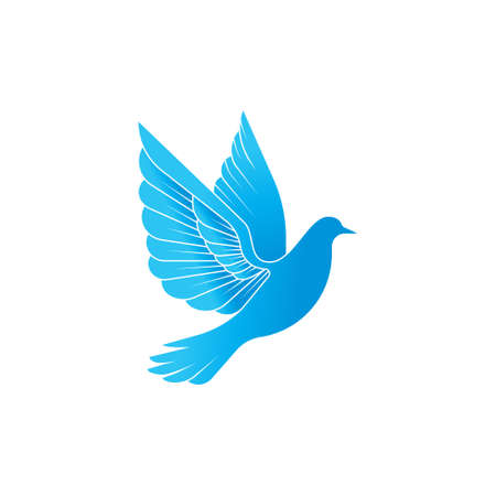 Dove icon illustration. A flying dove with olive branch on a white background.のイラスト素材